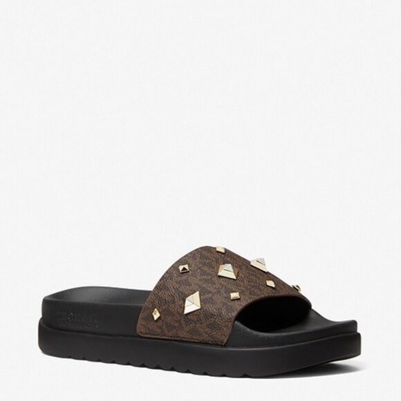 MICHAEL MICHAEL KORS Tyra Studded Logo Slide - Picture 1 of 6